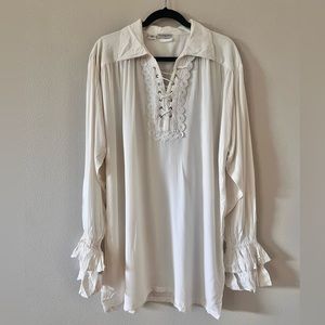 White pirate/Halloween style shirt long sleeve size medium/large.